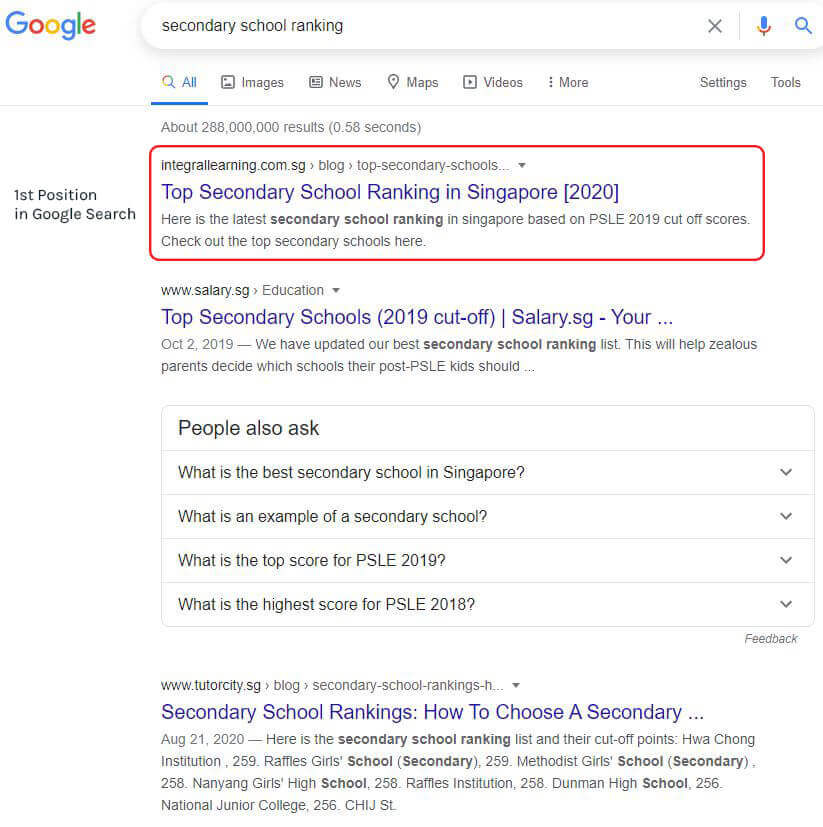 Google search sample